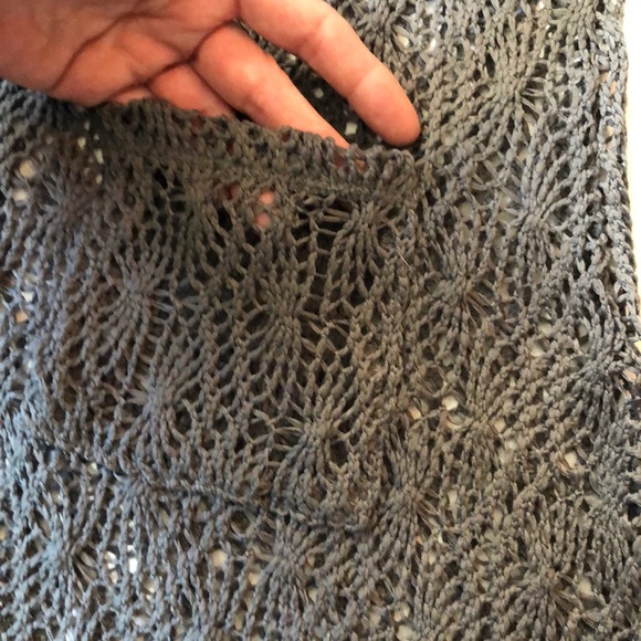 French Bazaar Crochet Grey Sweater Top Sz M - Picture 3 of 4